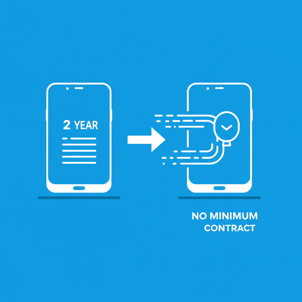 Image showing the progression of phones going from 2 year contracts to no minimal length
