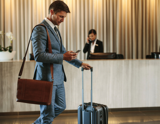 man using hotel wifi