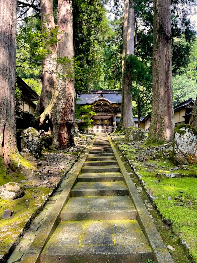 View of Mossy Stairs at Eiheiji Temple in Fukui