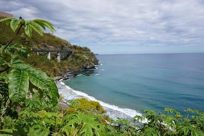 Soaking in an onsen with a view of the ocean