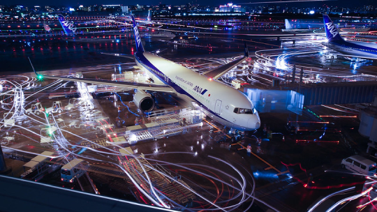 ANA plane at fukuoka airport 