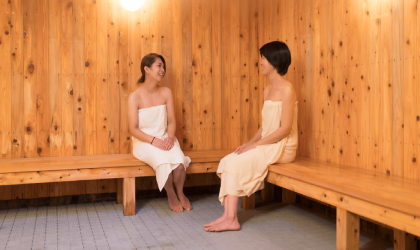 Sauna room at Hyotan Onsen